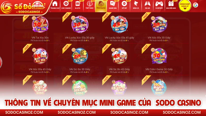 Thông tin về chuyên mục mini game của SODO
